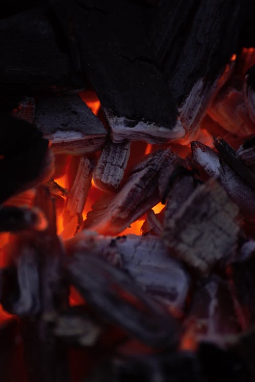 Close-up of Burning Charcoal