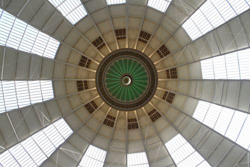 Free Stunning upward view of the iconic dome's intricate design at West Baden Springs Hotel. Stock Photo