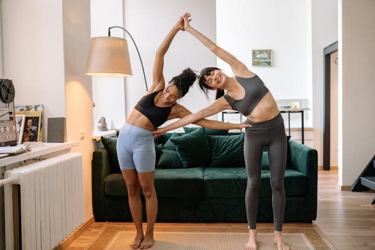 Two Women Doing Workout Together