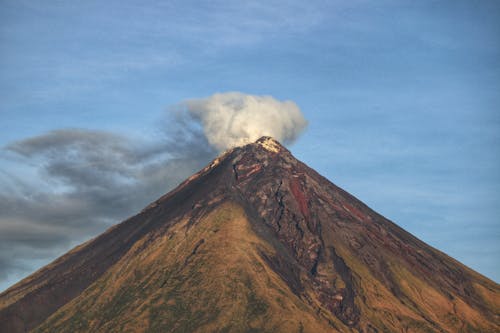 A Mayon Volcano with Smoke