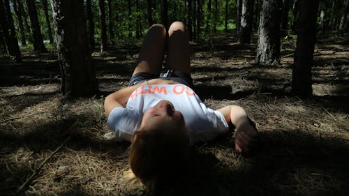 Free stock photo of forest, girl, girl lying down Stock Photo