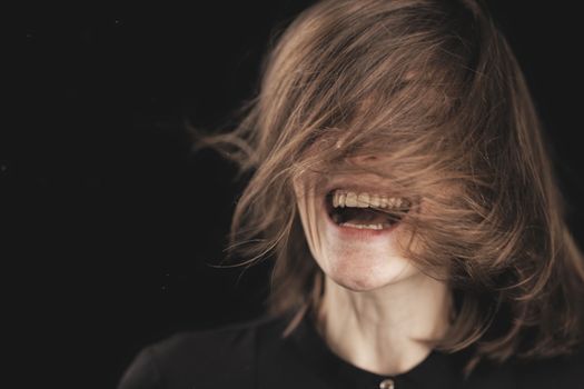 Smiling Woman With Hair on Her Face