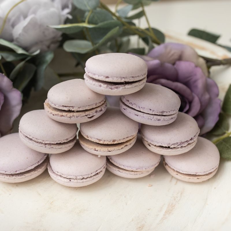 Vegan Charcoal Lavender Macarons