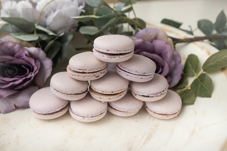 Photograph Of Purple Macarons