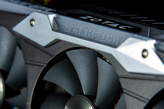 Detailed image of a graphics card with metal cooling fans and branding.