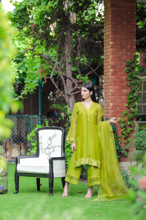 A Woman Wearing Green Saree