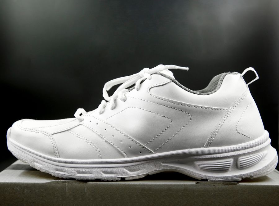 Plain white low-top sneaker