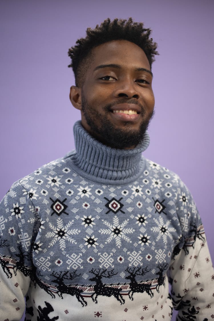 Portrait Of Man In A Winter Sweater 