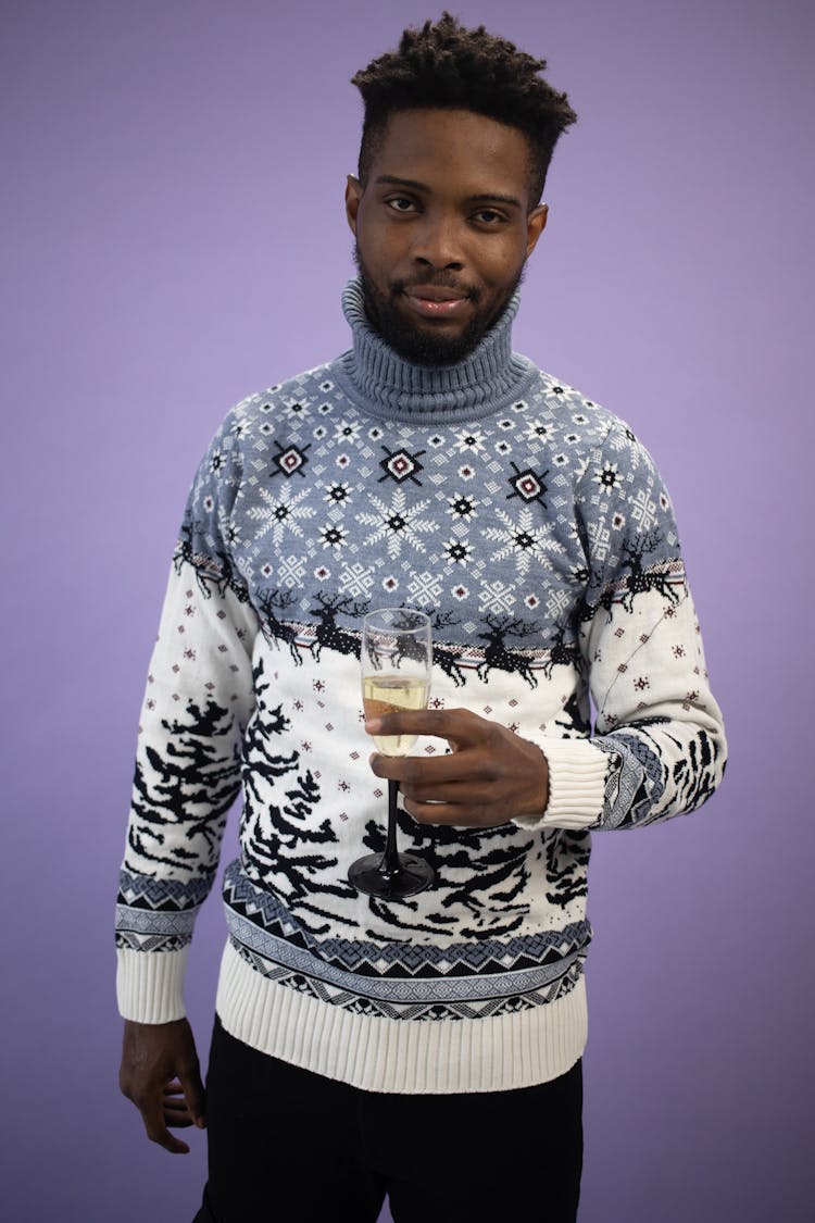 Portrait Of Man In Winter Themed Sweater