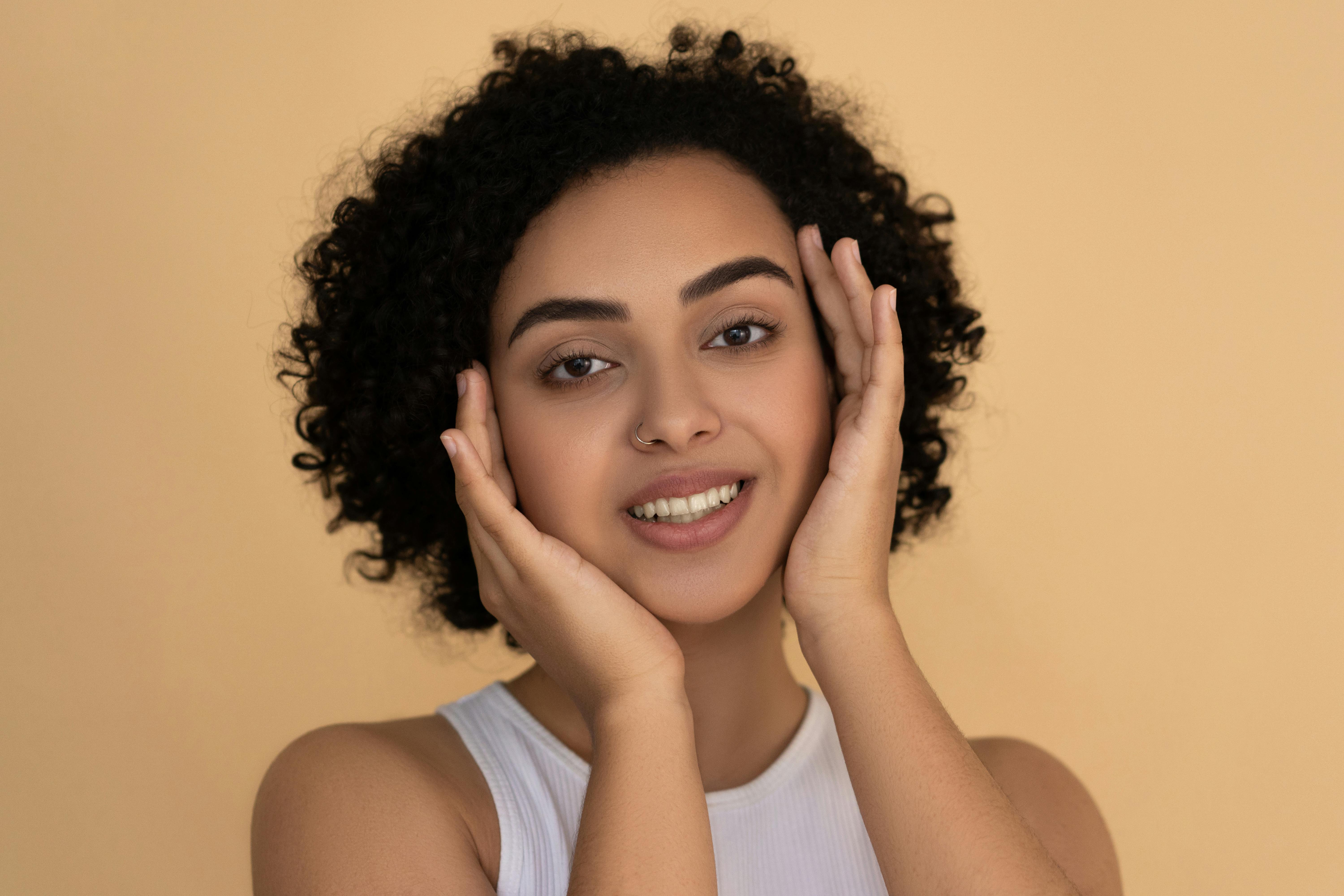 A Lady excited with her Healthy Hair
