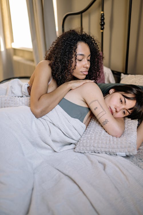 Free Two Women in the Bed Together Stock Photo