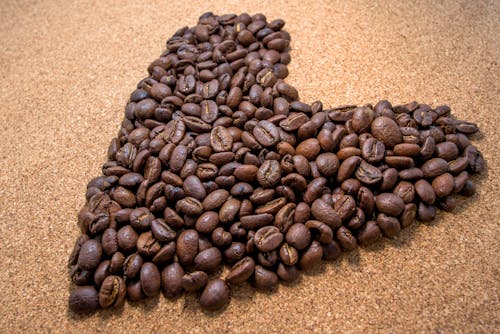 Free Brown Coffee Bean in Heart Shaped Stock Photo