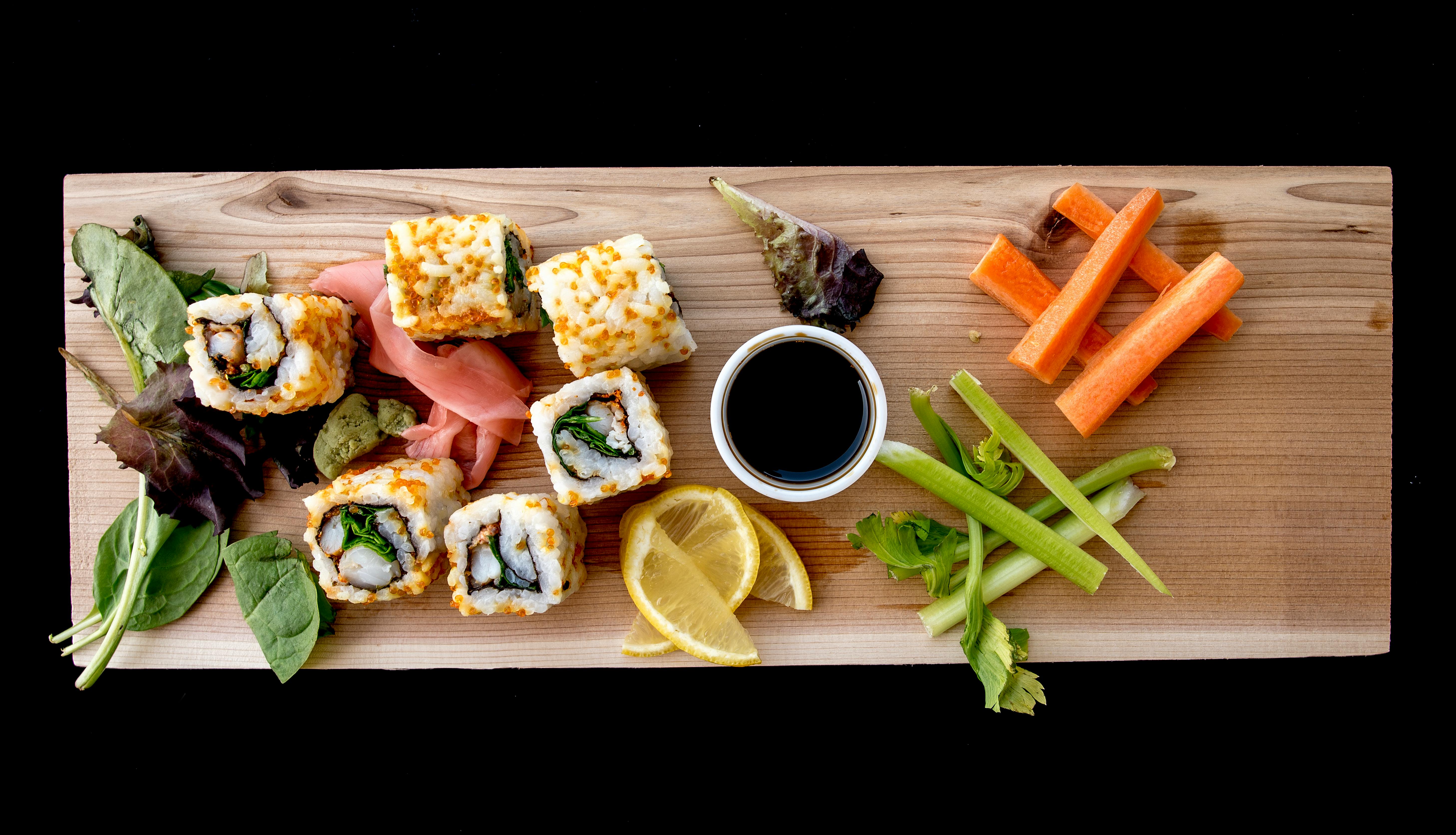 cooked food on brown wooden board