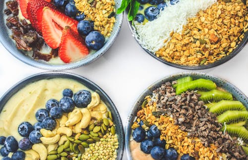 Bowls of Fresh Fruits Breakfast