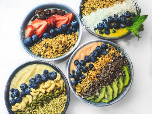 Free Bowls of Fresh Fruits Breakfast Stock Photo