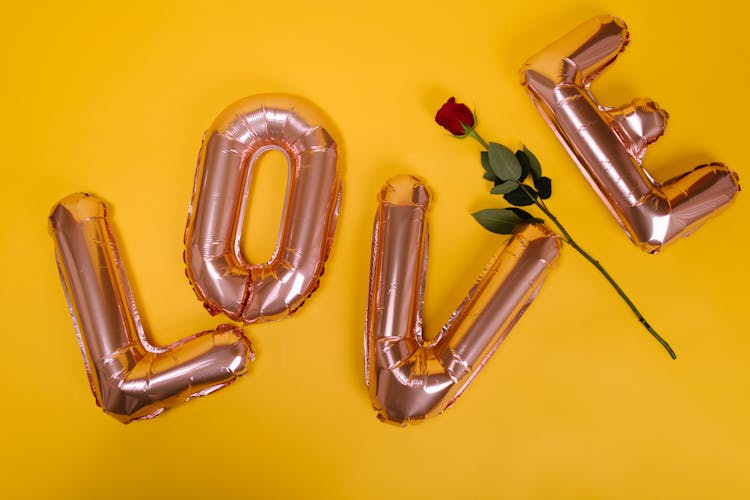 Love Letter Balloons And Red Rose