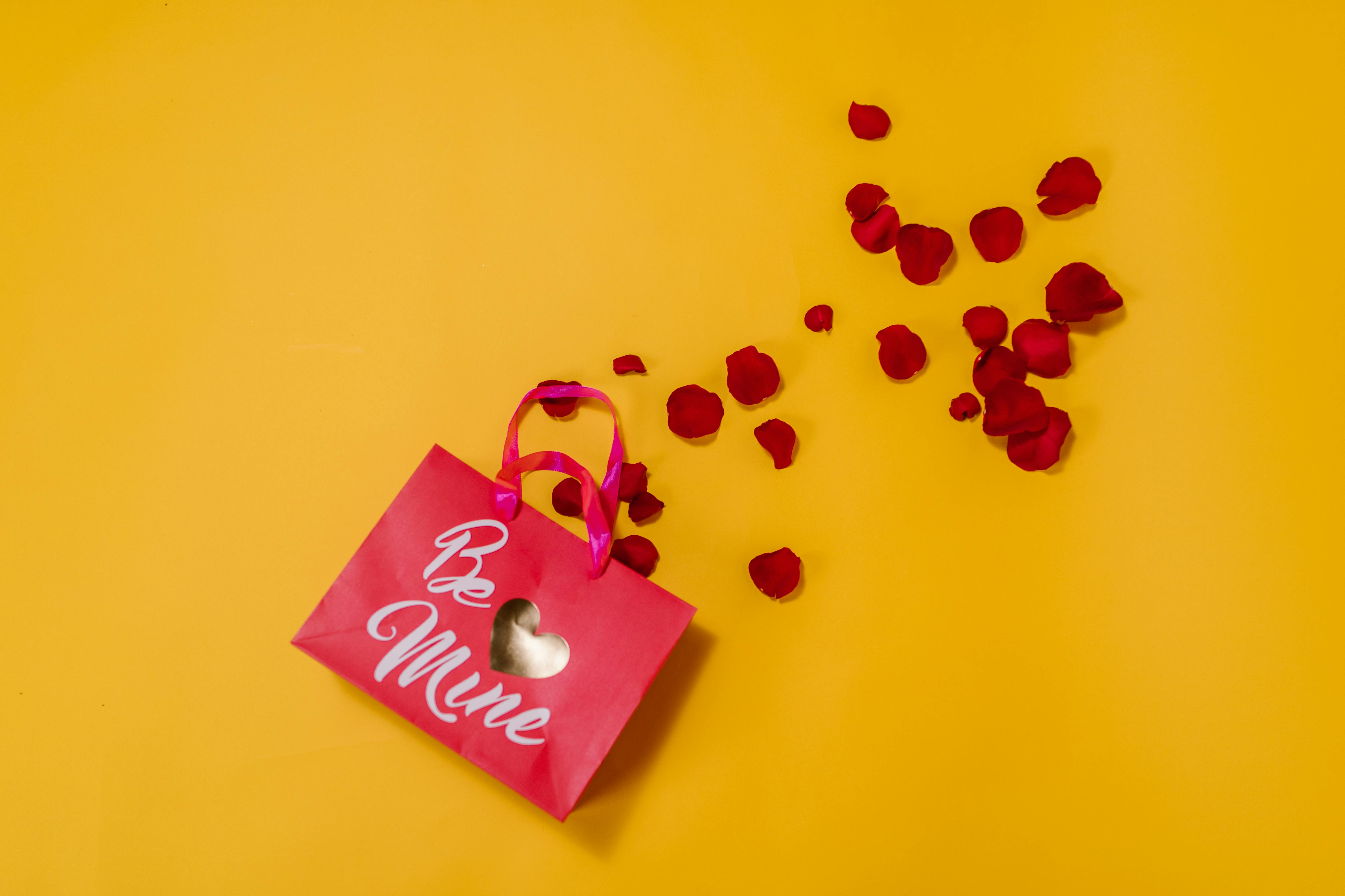 Be Mine Tote Bag With Red Flower Petals