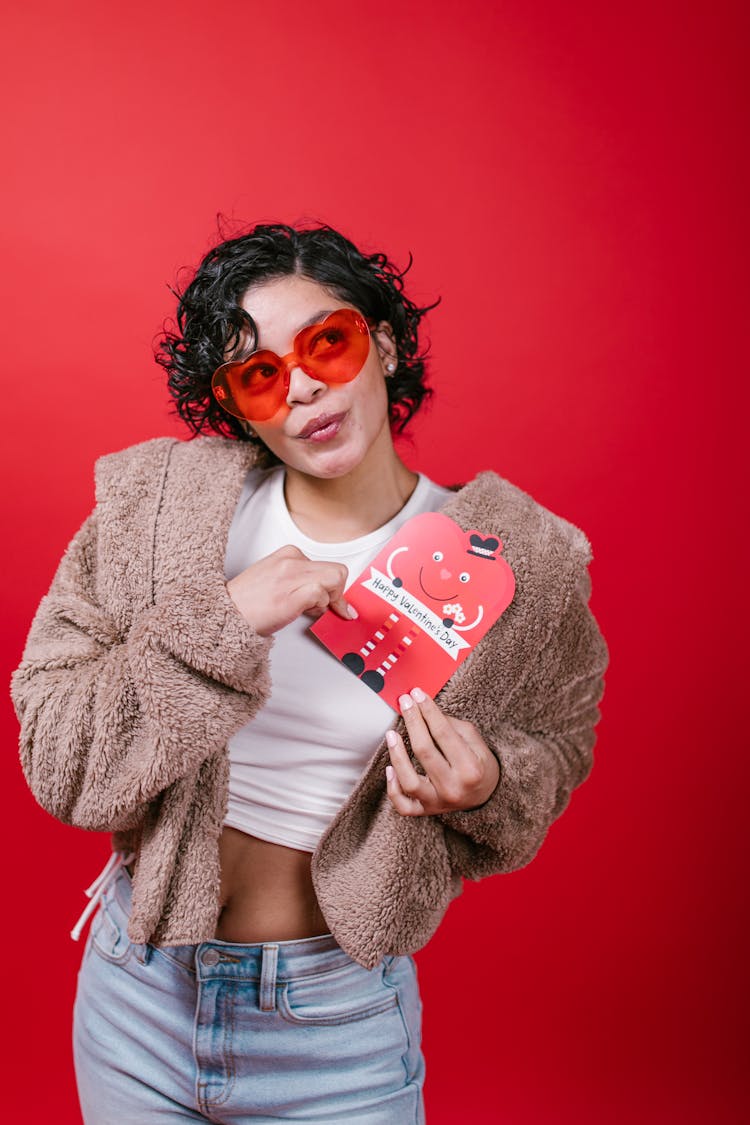 Woman Holding A Valentines Card