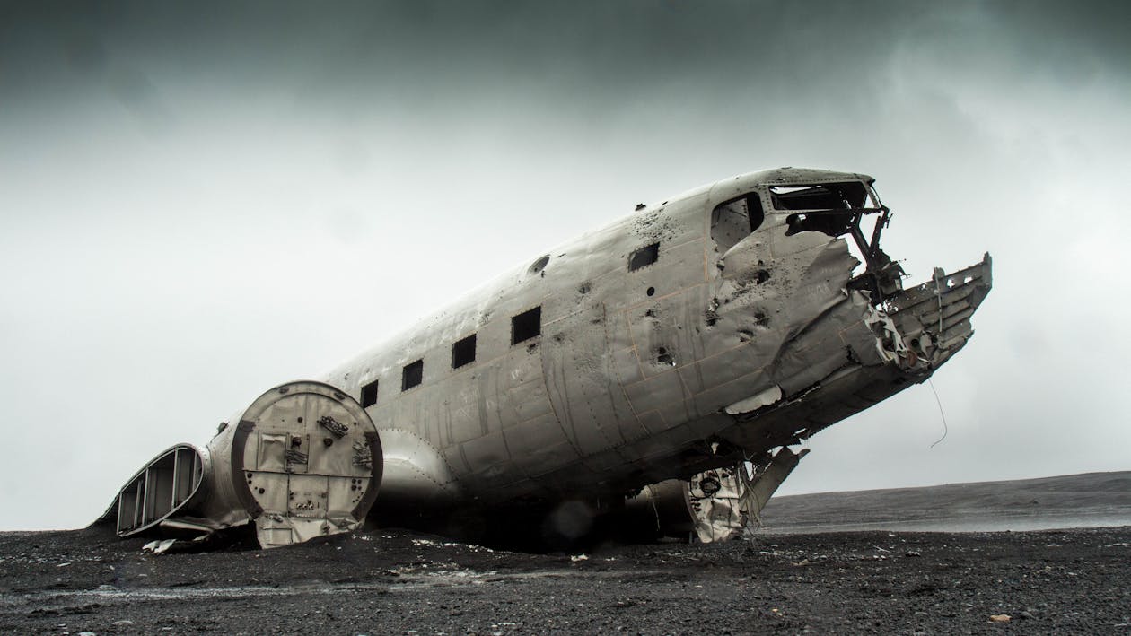 Gray Wrecked Plane Photography