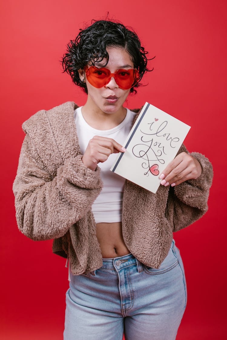 Woman Holding A Valentines Card