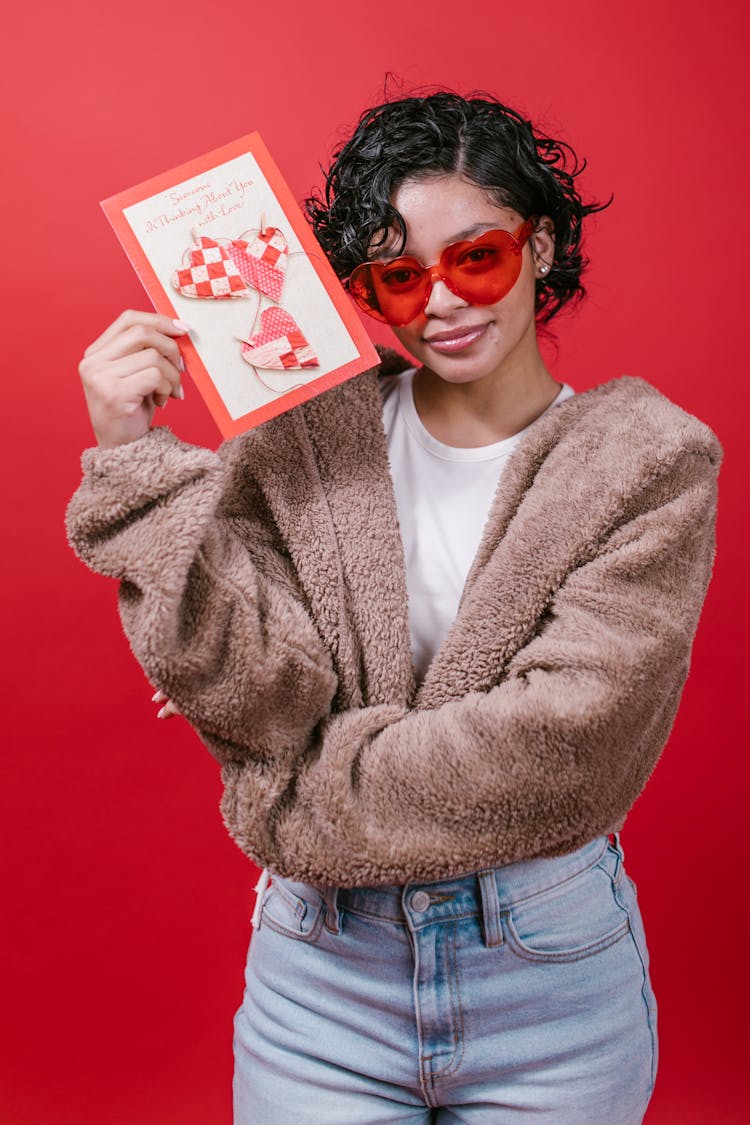 Woman Holding A Valentines Card