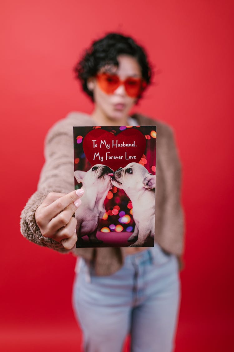 Woman Holding A Valentines Card