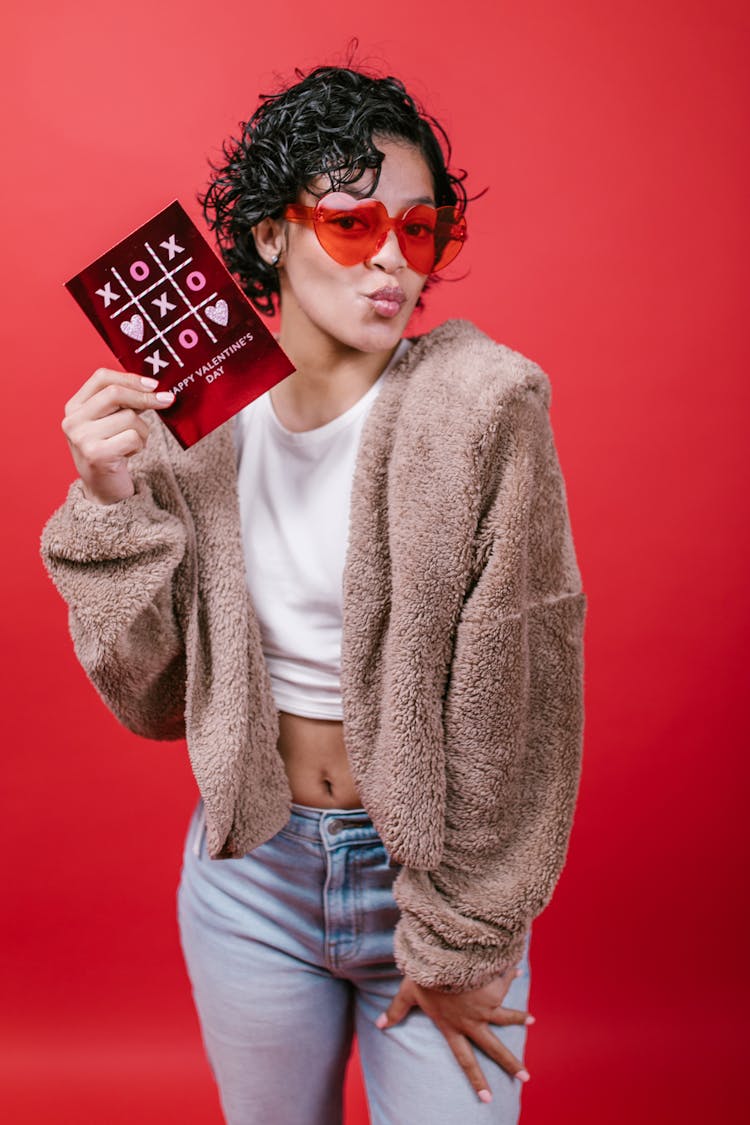 Woman Holding A Valentines Card