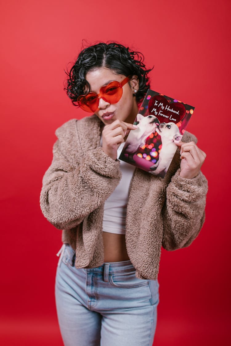 Woman Holding A Valentines Card