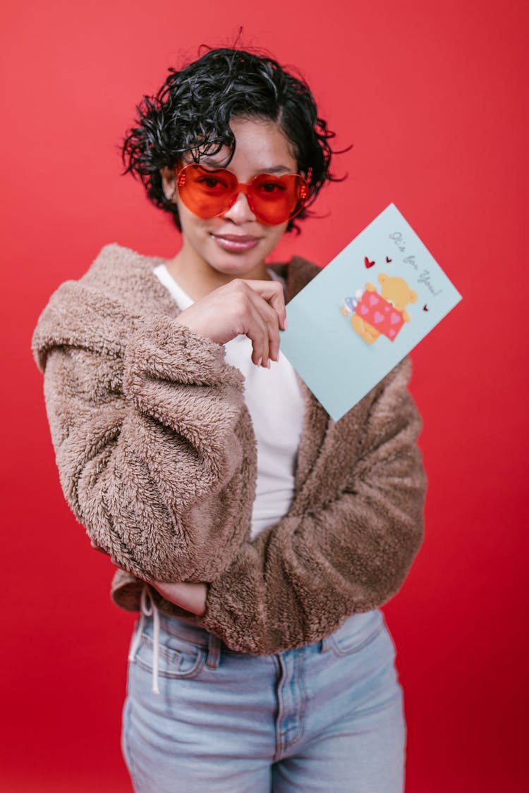 Woman Holding A Valentines Card