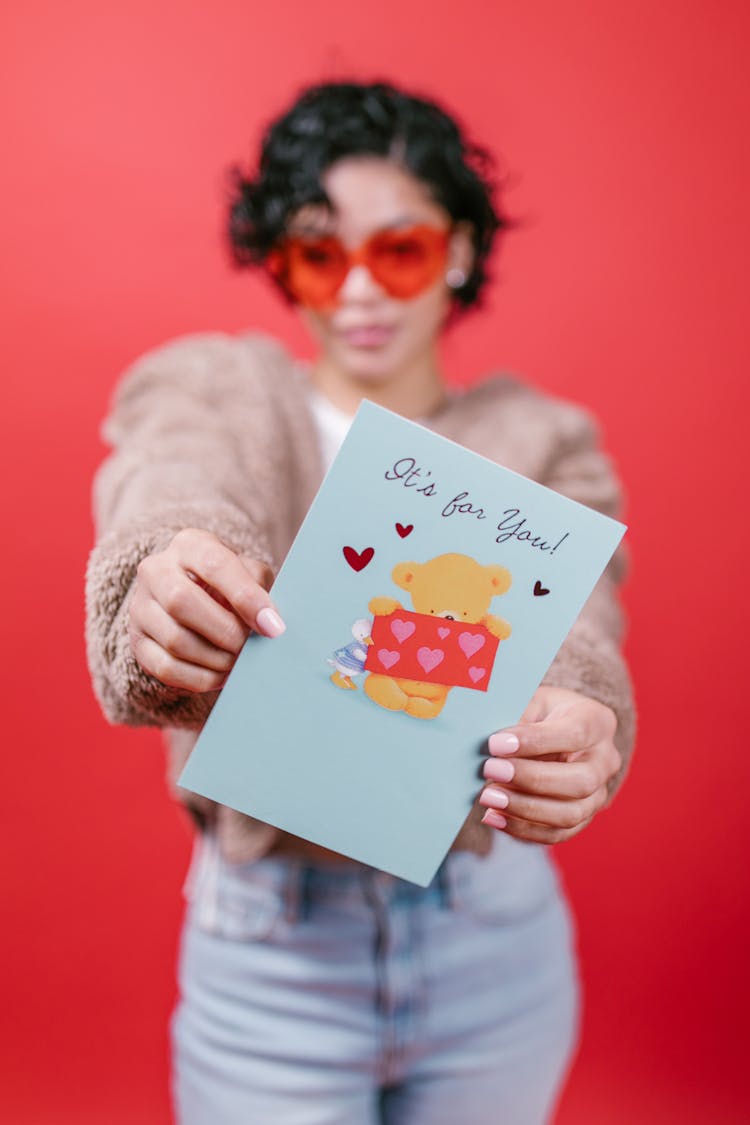 Woman Holding A Valentines Card