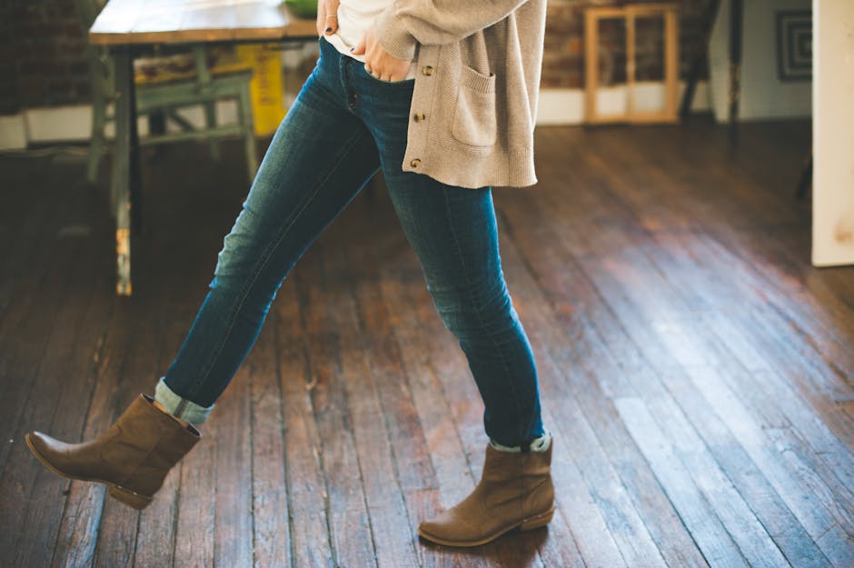 boots, cardigan, denim