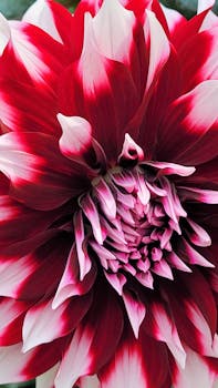 A stunning close-up of a vibrant dahlia flower showcasing its intricate petals and vivid colors.