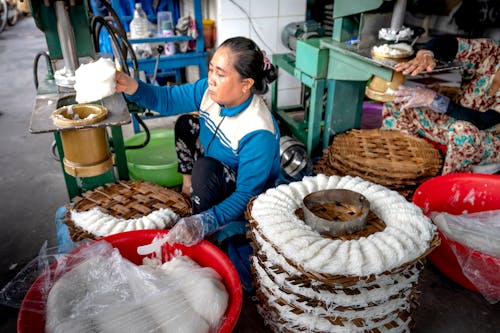 A Woman Making Street Food