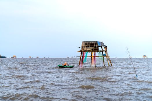 Bungalow on water of clam farm