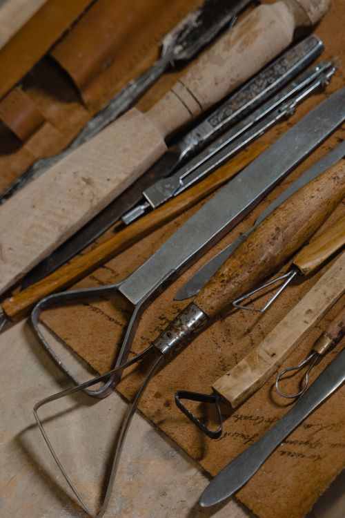 Free Close-up of various woodworking tools showcasing craftsmanship and artisan skills. Stock Photo