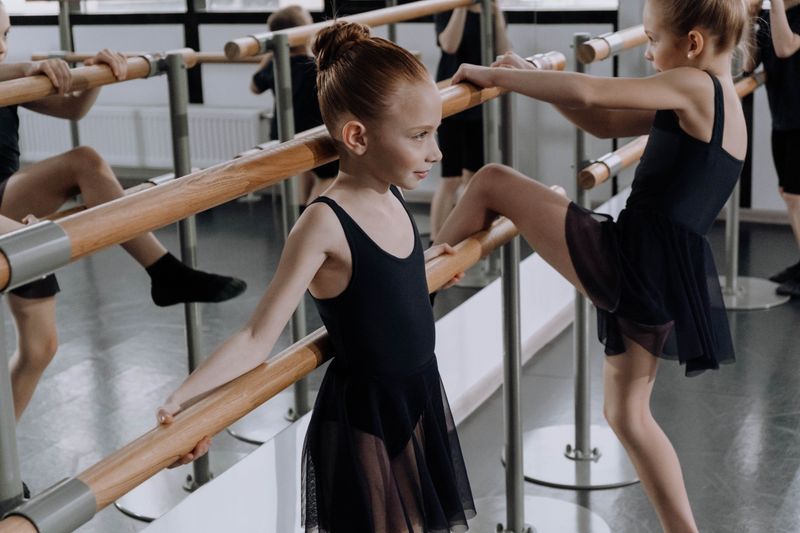 Young ballerinas at the barre