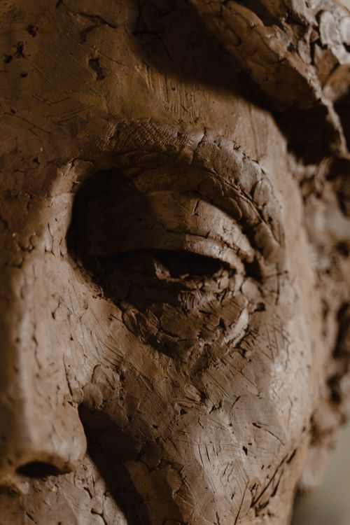 Free Close-up view of a detailed clay sculpture showing fine craftsmanship. Stock Photo