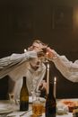 People with Sheared Long Sleeves Toasting Over Candlelights