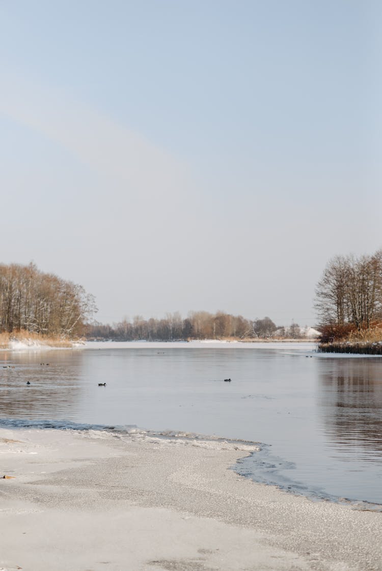 Ice On River In Winter