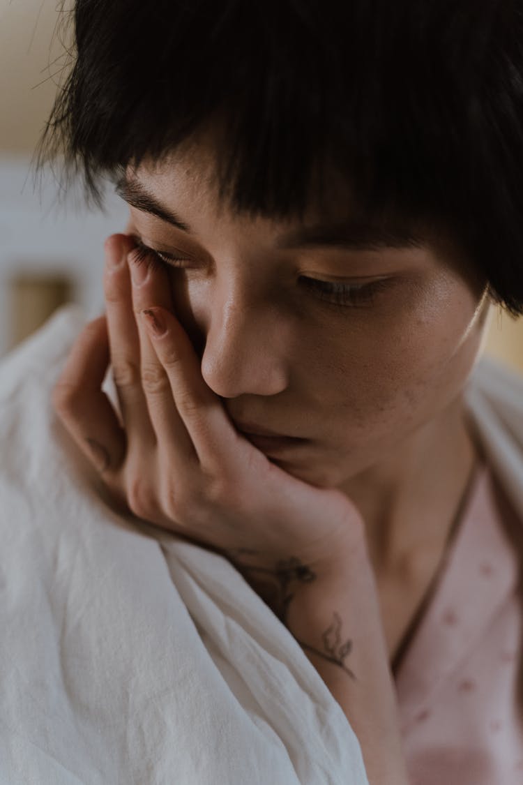 Crying Woman In Close Up Photography