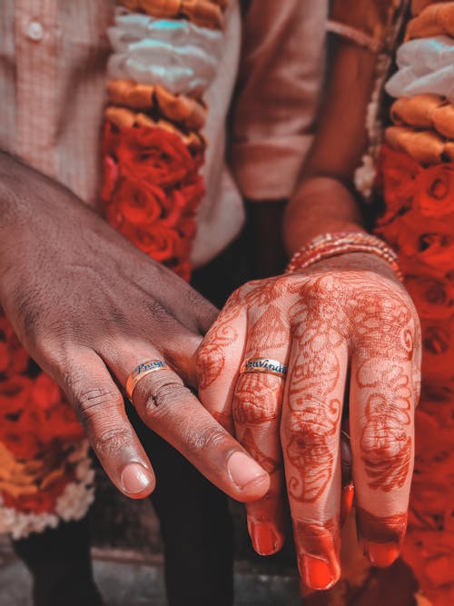 Hands of Hindu Bride and Groom