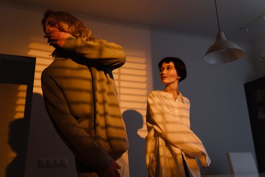 Woman in a White Shirt Slapping a Man
