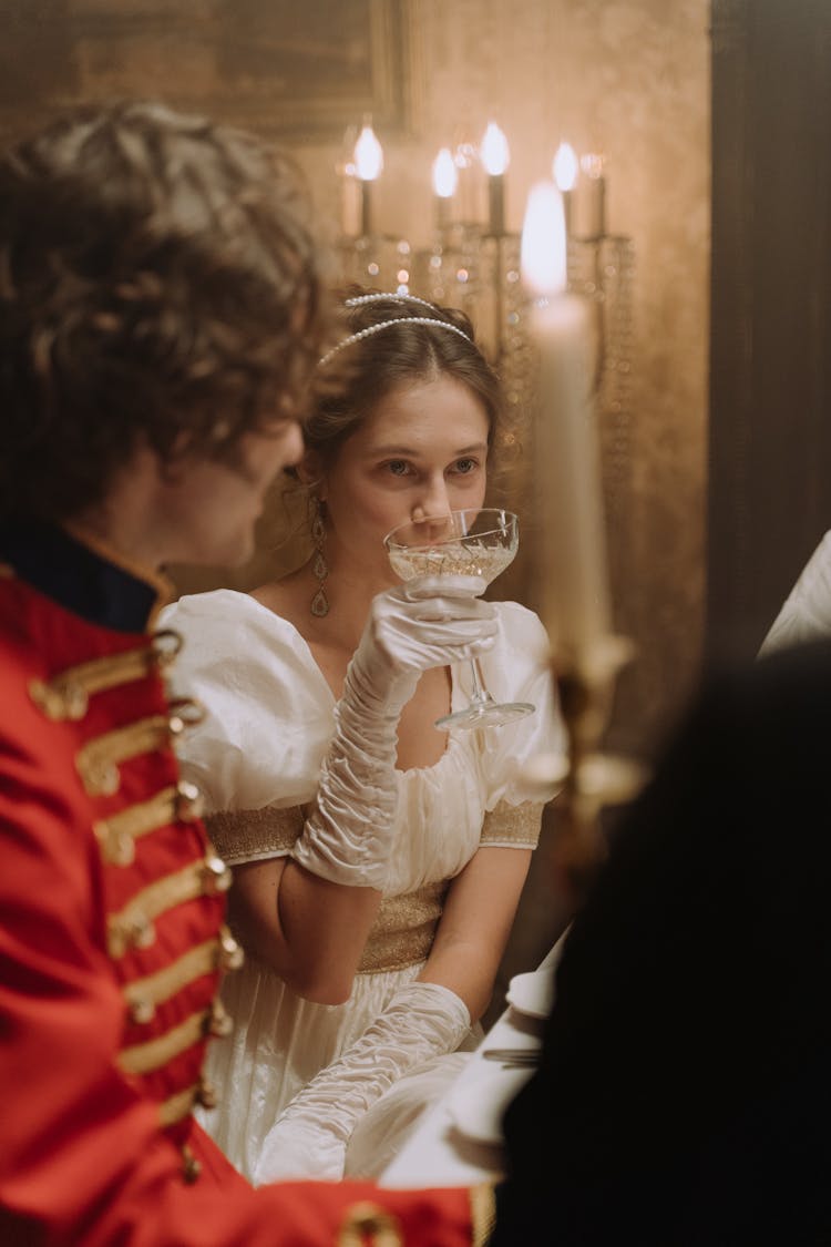 Beautiful Woman Drinking Champagne