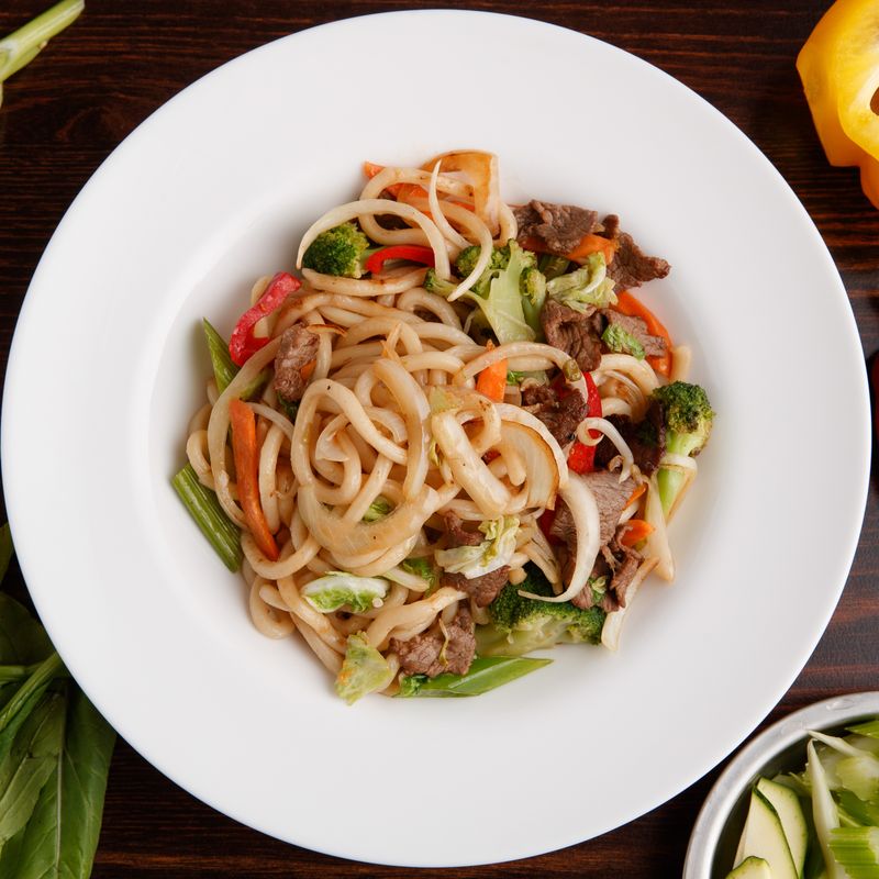 Baharat Beef and Chickpea Stir-Fried Noodles