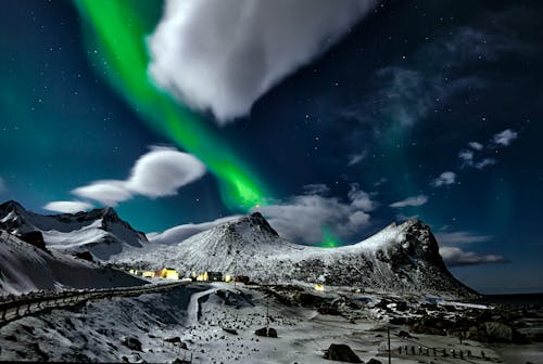 Free Snow Covered Mountain During Night Time Stock Photo