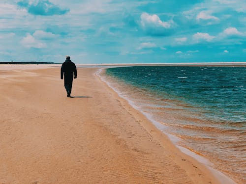 A Man Walking on the Shore