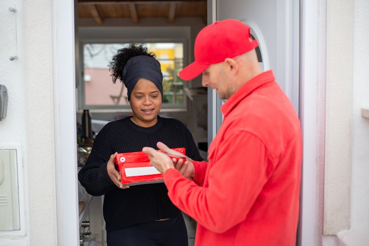 A Woman Receiving An Order