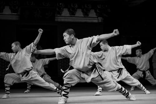 Grayscale Photo of Martial Artists