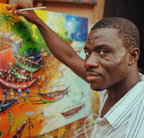 Бесплатное стоковое фото с акварель, артист, Афро