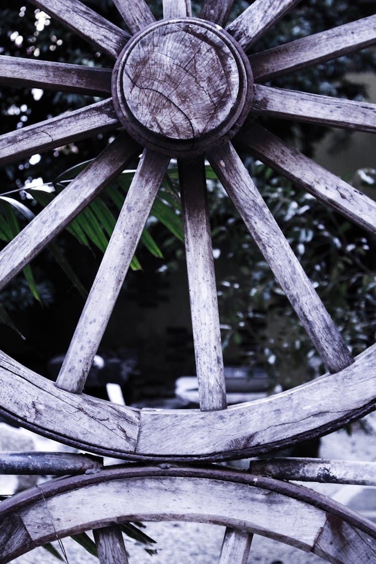 Close-Up Photo Of A Wooden Wheel